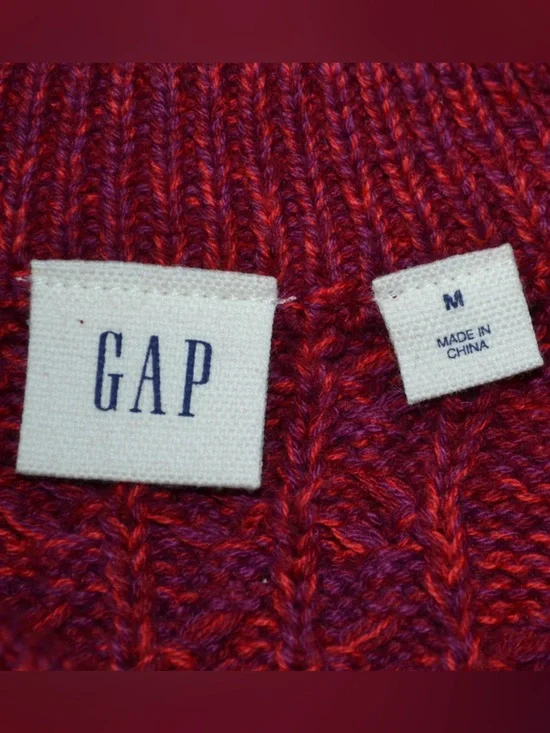 Women’s GAP maroon cable-knit sweater size  M - Picture 5 of 15